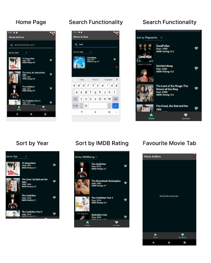 Flutter app screenshots