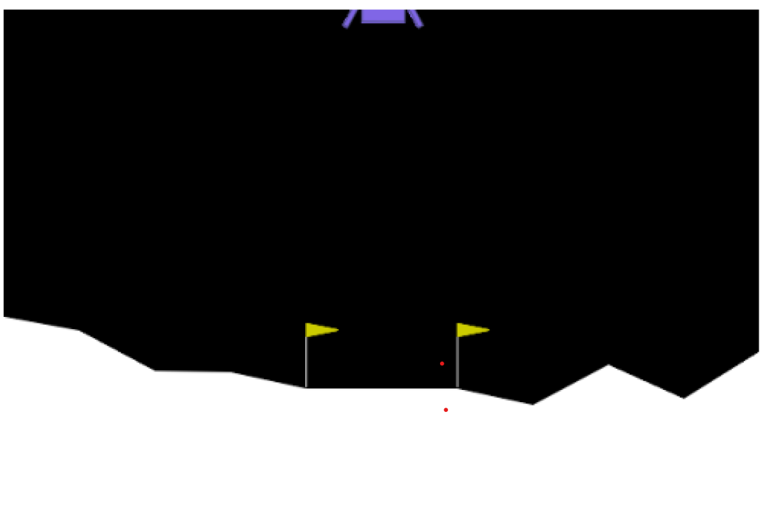 LunarLander-v3 environment — lander approaching the landing pad
